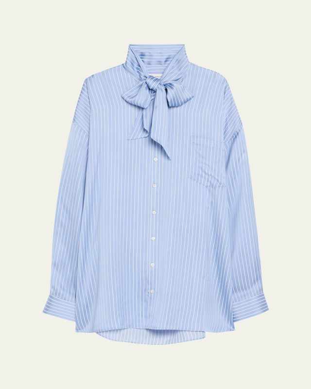 Stripe Lavalliere Fitted Back Xxl Shirt